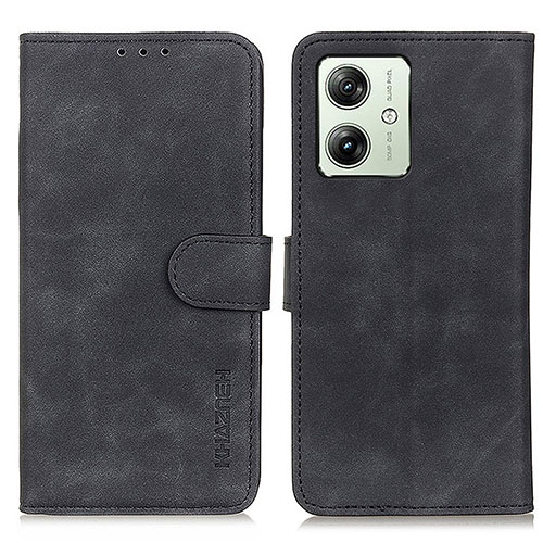 Leather Case Stands Flip Cover Holder K03Z for Motorola Moto G54 5G Black