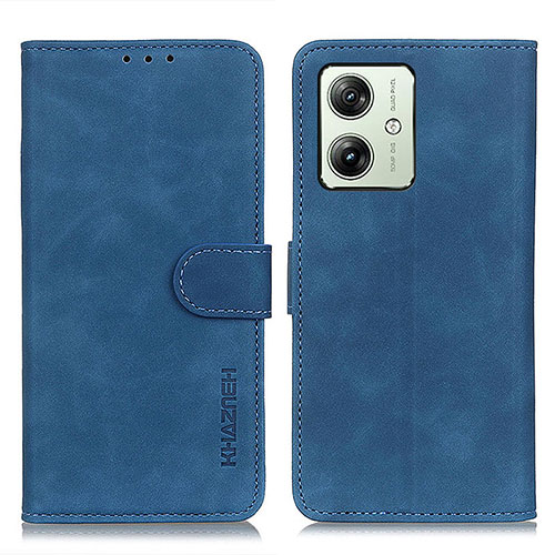 Leather Case Stands Flip Cover Holder K03Z for Motorola Moto G54 5G Blue