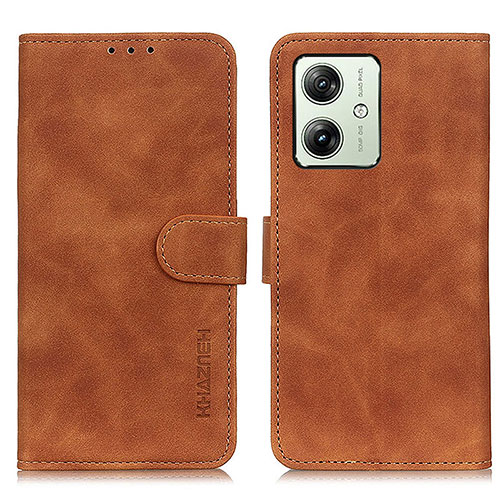 Leather Case Stands Flip Cover Holder K03Z for Motorola Moto G54 5G Brown