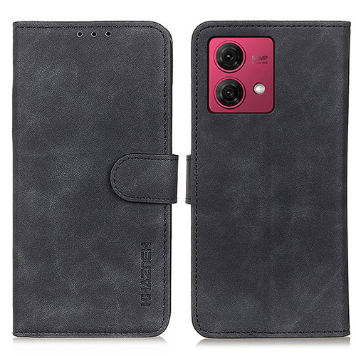 Leather Case Stands Flip Cover Holder K03Z for Motorola Moto G84 5G Black