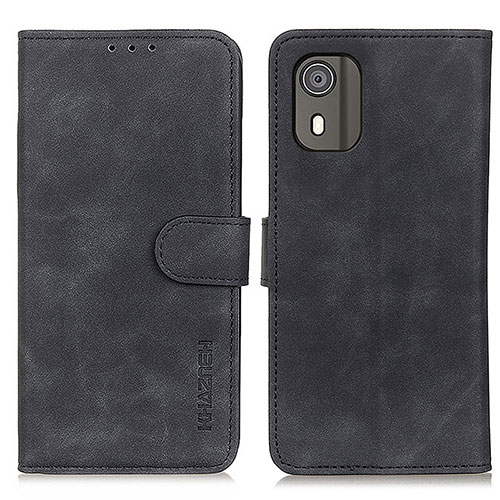 Leather Case Stands Flip Cover Holder K03Z for Nokia C02 Black