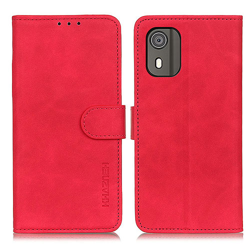 Leather Case Stands Flip Cover Holder K03Z for Nokia C02 Red