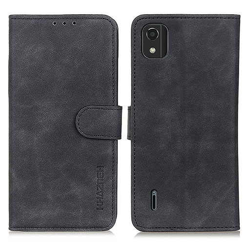 Leather Case Stands Flip Cover Holder K03Z for Nokia C2 2nd Edition Black