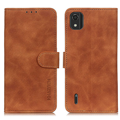 Leather Case Stands Flip Cover Holder K03Z for Nokia C2 2nd Edition Brown