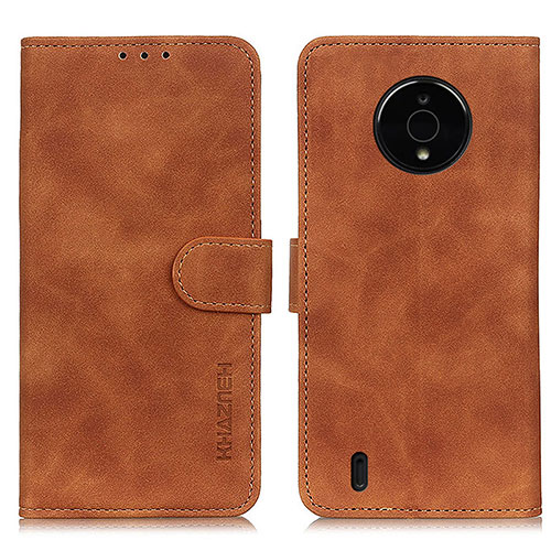 Leather Case Stands Flip Cover Holder K03Z for Nokia C200 Brown