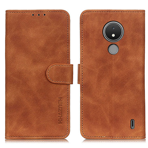 Leather Case Stands Flip Cover Holder K03Z for Nokia C21 Brown