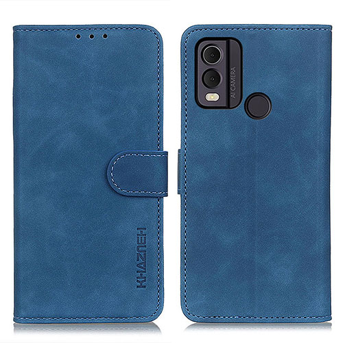 Leather Case Stands Flip Cover Holder K03Z for Nokia C22 Blue