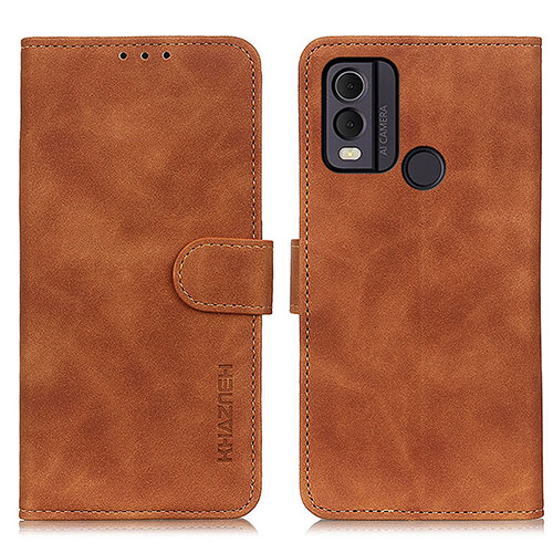 Leather Case Stands Flip Cover Holder K03Z for Nokia C22 Brown