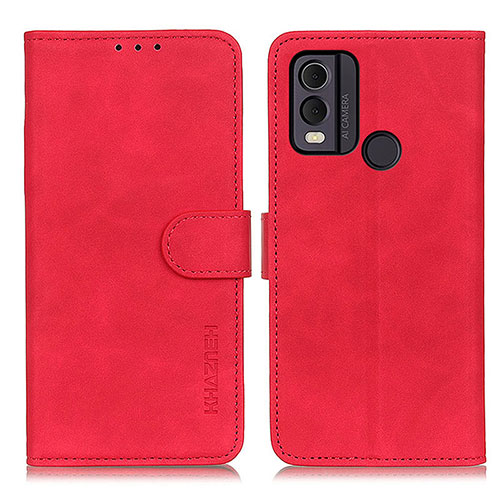 Leather Case Stands Flip Cover Holder K03Z for Nokia C22 Red