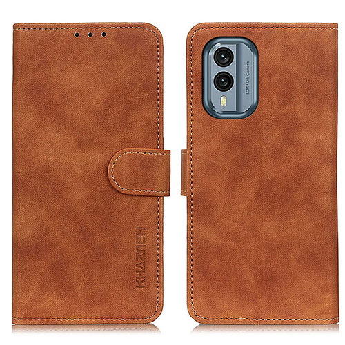 Leather Case Stands Flip Cover Holder K03Z for Nokia X30 5G Brown