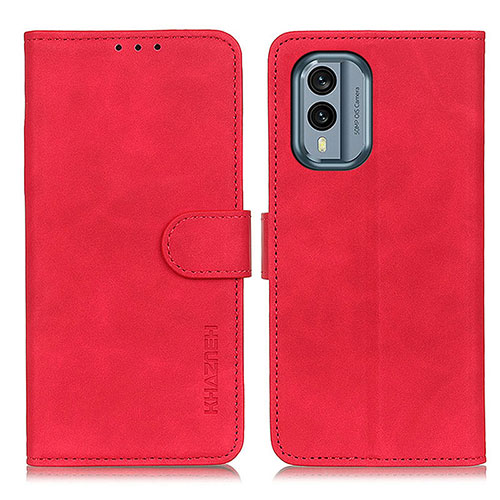 Leather Case Stands Flip Cover Holder K03Z for Nokia X30 5G Red