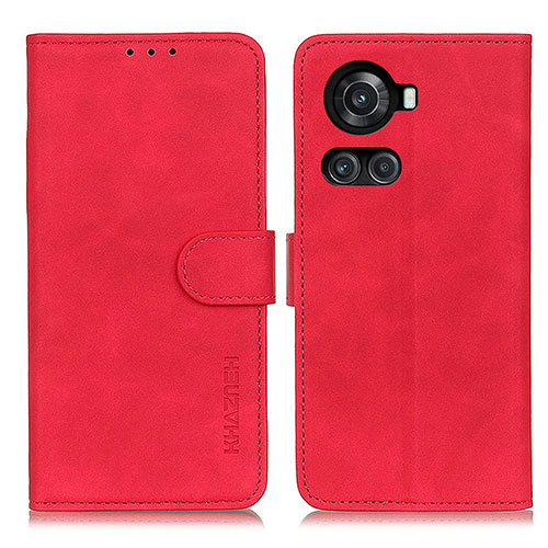 Leather Case Stands Flip Cover Holder K03Z for OnePlus 10R 5G Red