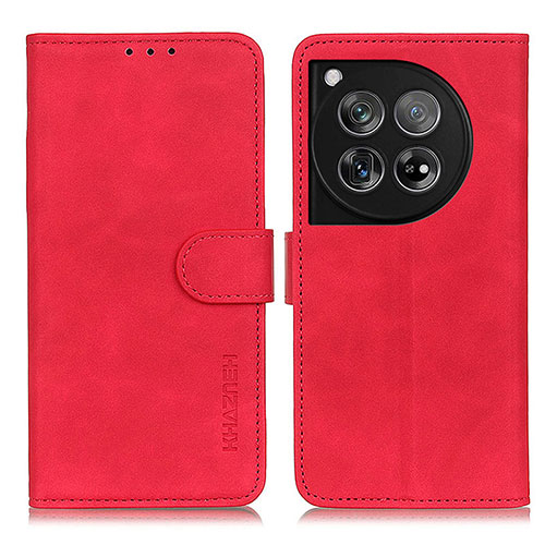 Leather Case Stands Flip Cover Holder K03Z for OnePlus 12 5G Red