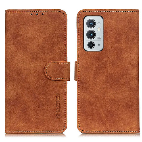 Leather Case Stands Flip Cover Holder K03Z for OnePlus 9RT 5G Brown