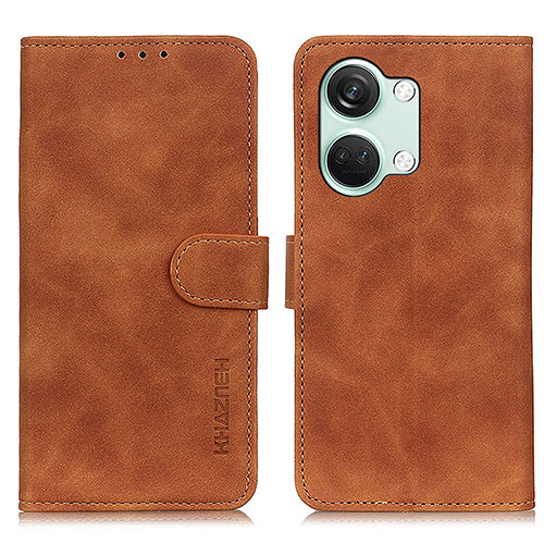 Leather Case Stands Flip Cover Holder K03Z for OnePlus Ace 2V 5G Brown