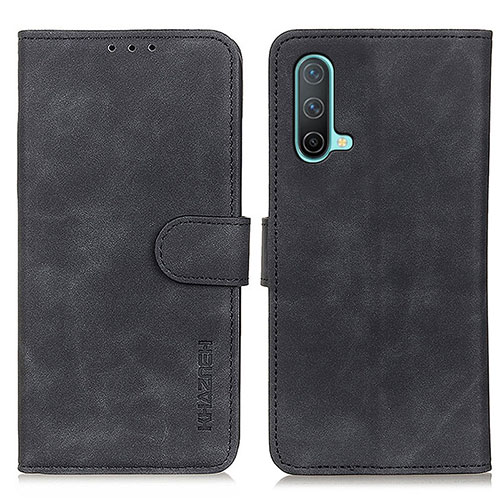 Leather Case Stands Flip Cover Holder K03Z for OnePlus Nord CE 5G Black