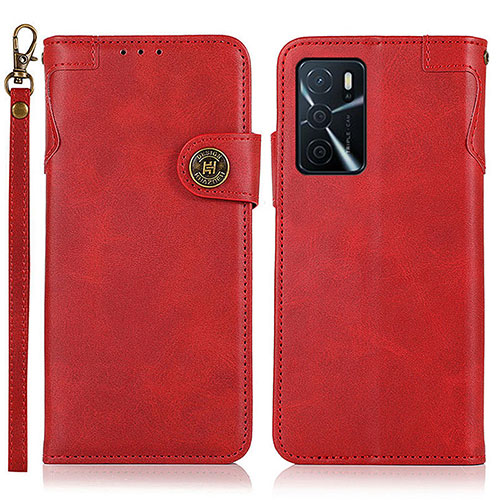 Leather Case Stands Flip Cover Holder K03Z for Oppo A54s Red