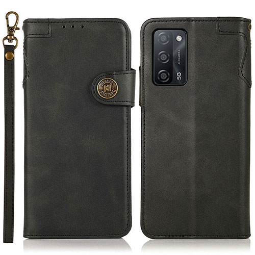 Leather Case Stands Flip Cover Holder K03Z for Oppo A56 5G Black