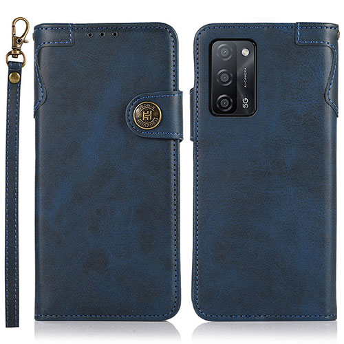 Leather Case Stands Flip Cover Holder K03Z for Oppo A56 5G Blue