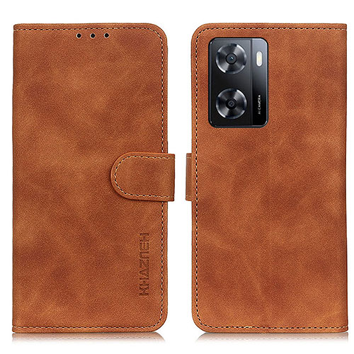 Leather Case Stands Flip Cover Holder K03Z for Oppo A77 4G Brown