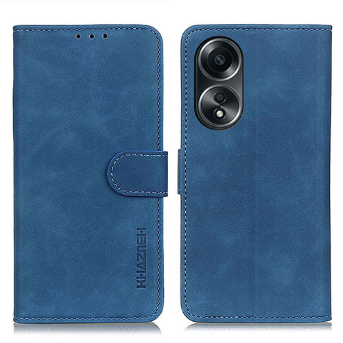 Leather Case Stands Flip Cover Holder K03Z for Oppo A78 4G Blue