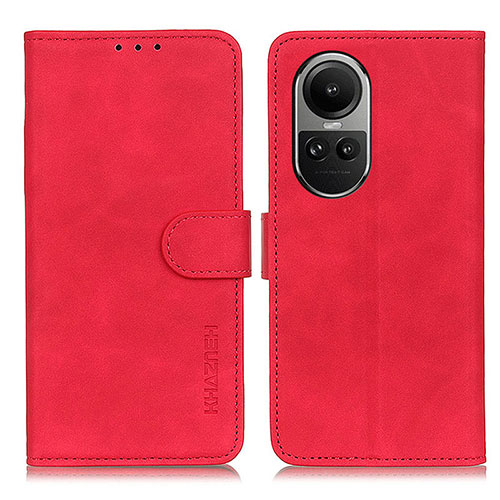 Leather Case Stands Flip Cover Holder K03Z for Oppo Reno10 5G Red