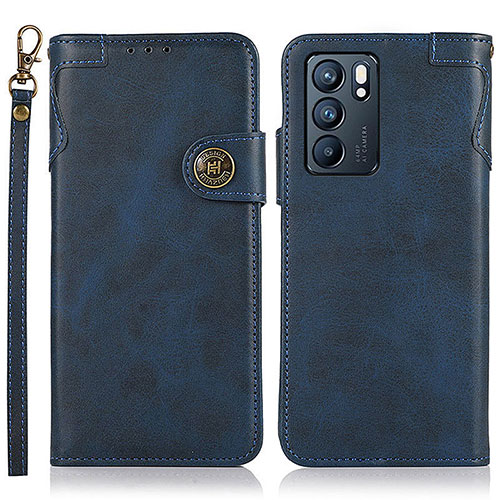 Leather Case Stands Flip Cover Holder K03Z for Oppo Reno6 5G Blue