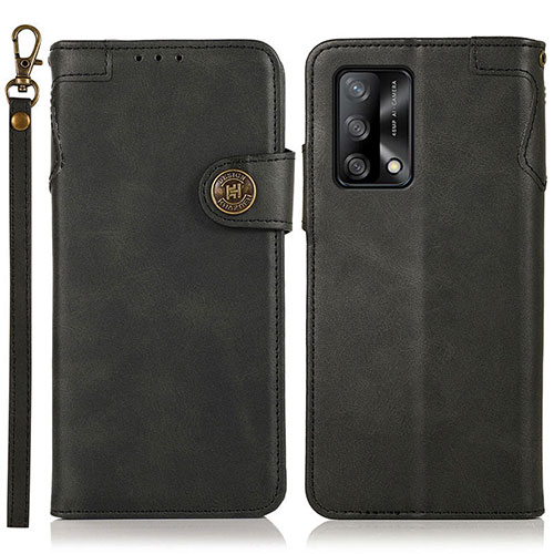 Leather Case Stands Flip Cover Holder K03Z for Oppo Reno6 Lite Black