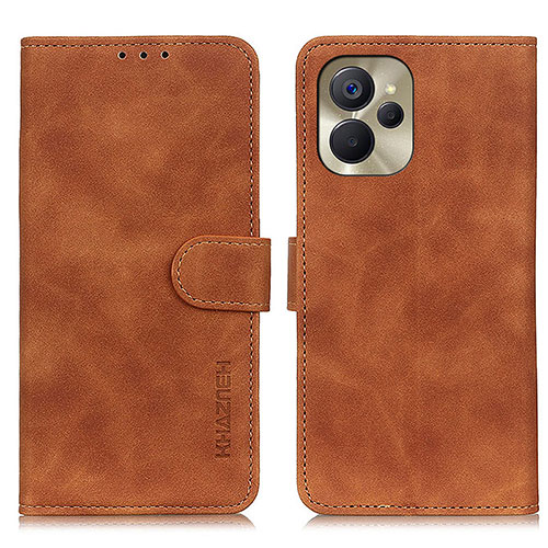 Leather Case Stands Flip Cover Holder K03Z for Realme 10T 5G Brown