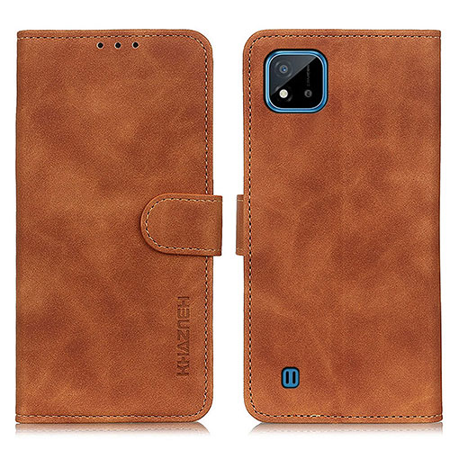 Leather Case Stands Flip Cover Holder K03Z for Realme C11 (2021) Brown