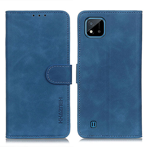 Leather Case Stands Flip Cover Holder K03Z for Realme C20 Blue