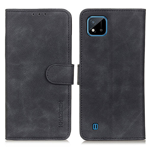 Leather Case Stands Flip Cover Holder K03Z for Realme C20A Black