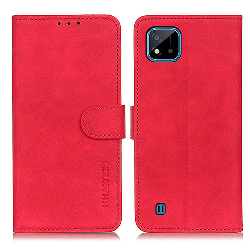 Leather Case Stands Flip Cover Holder K03Z for Realme C20A Red