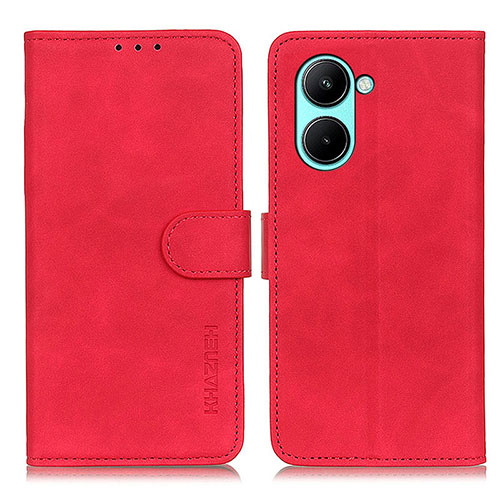 Leather Case Stands Flip Cover Holder K03Z for Realme C33 (2023) Red