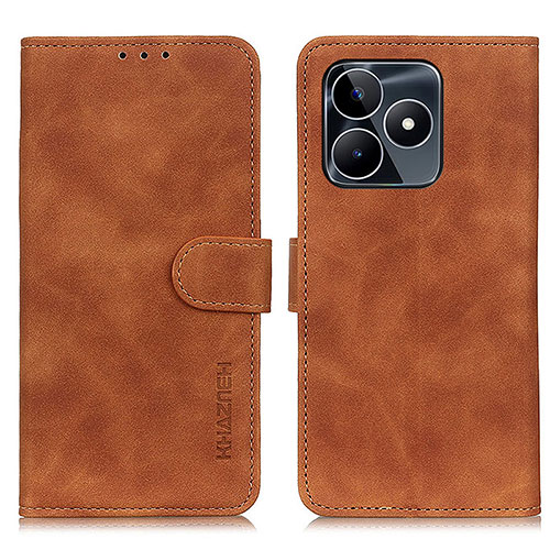 Leather Case Stands Flip Cover Holder K03Z for Realme Narzo N53 Brown