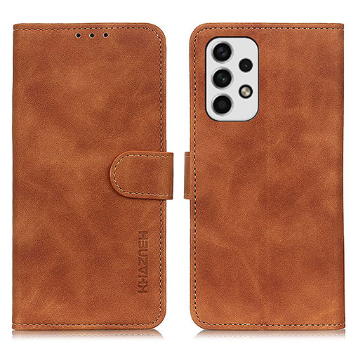 Leather Case Stands Flip Cover Holder K03Z for Samsung Galaxy A23 5G Brown