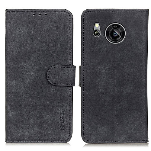 Leather Case Stands Flip Cover Holder K03Z for Sharp Aquos Sense7 Black