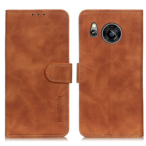 Leather Case Stands Flip Cover Holder K03Z for Sharp Aquos Sense7 Brown