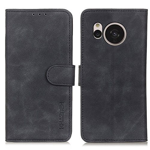 Leather Case Stands Flip Cover Holder K03Z for Sharp Aquos Sense7 Plus Black