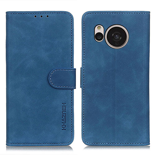 Leather Case Stands Flip Cover Holder K03Z for Sharp Aquos Sense7 Plus Blue