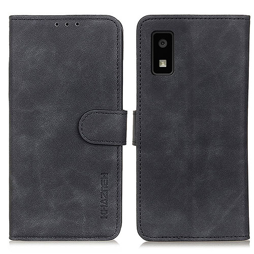 Leather Case Stands Flip Cover Holder K03Z for Sharp Aquos wish3 Black