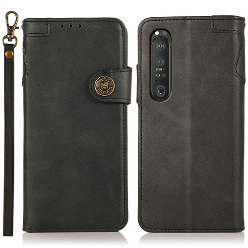 Leather Case Stands Flip Cover Holder K03Z for Sony Xperia 1 III Black