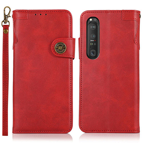 Leather Case Stands Flip Cover Holder K03Z for Sony Xperia 1 III Red