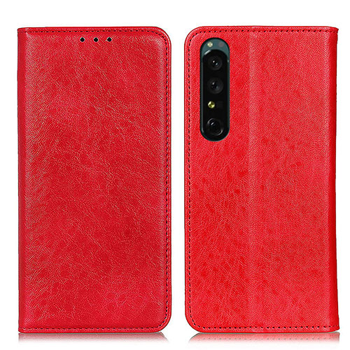 Leather Case Stands Flip Cover Holder K03Z for Sony Xperia 1 IV Red