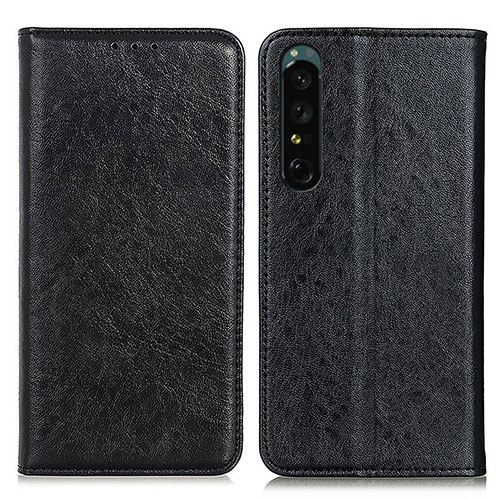 Leather Case Stands Flip Cover Holder K03Z for Sony Xperia 1 IV SO-51C Black