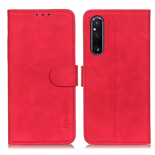 Leather Case Stands Flip Cover Holder K03Z for Sony Xperia 1 V Red