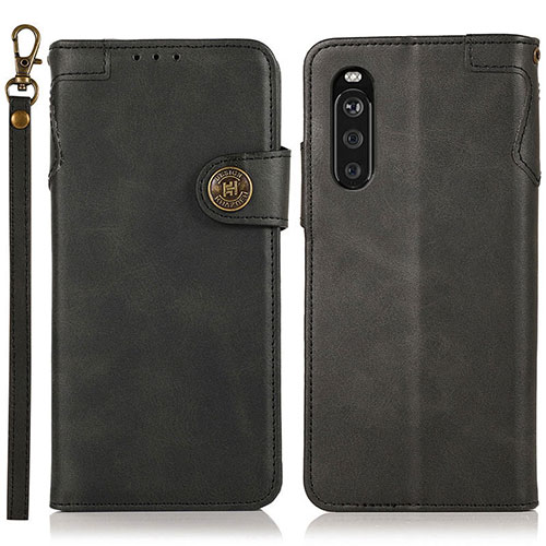 Leather Case Stands Flip Cover Holder K03Z for Sony Xperia 10 III Black