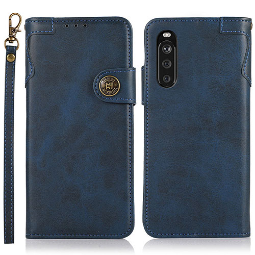 Leather Case Stands Flip Cover Holder K03Z for Sony Xperia 10 III SOG04 Blue