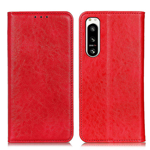 Leather Case Stands Flip Cover Holder K03Z for Sony Xperia 5 IV Red