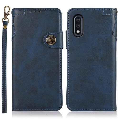 Leather Case Stands Flip Cover Holder K03Z for Sony Xperia Ace II SO-41B Blue